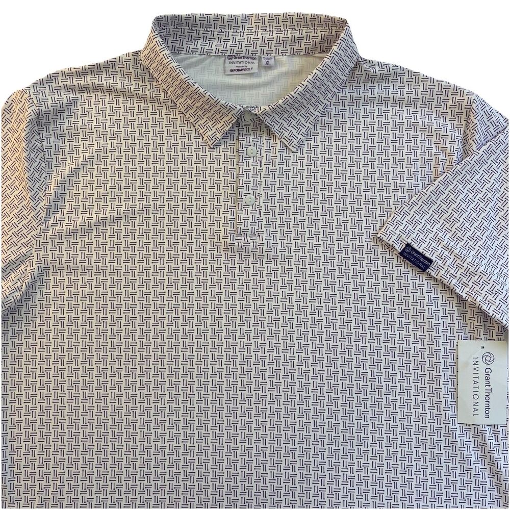 Grant Thornton Invitational Foray Golf Mens XL Polo Shirt White with Purple Tees